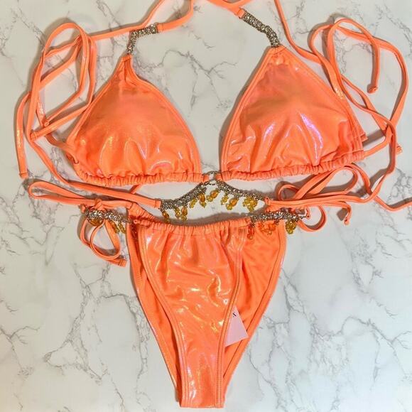 MODA MINX MAGIC IN MAKO WRAP TRIANGLE XL & RUCHED TIE SIDE BIKINI BOTTOMS L $79 - Picture 11 of 14